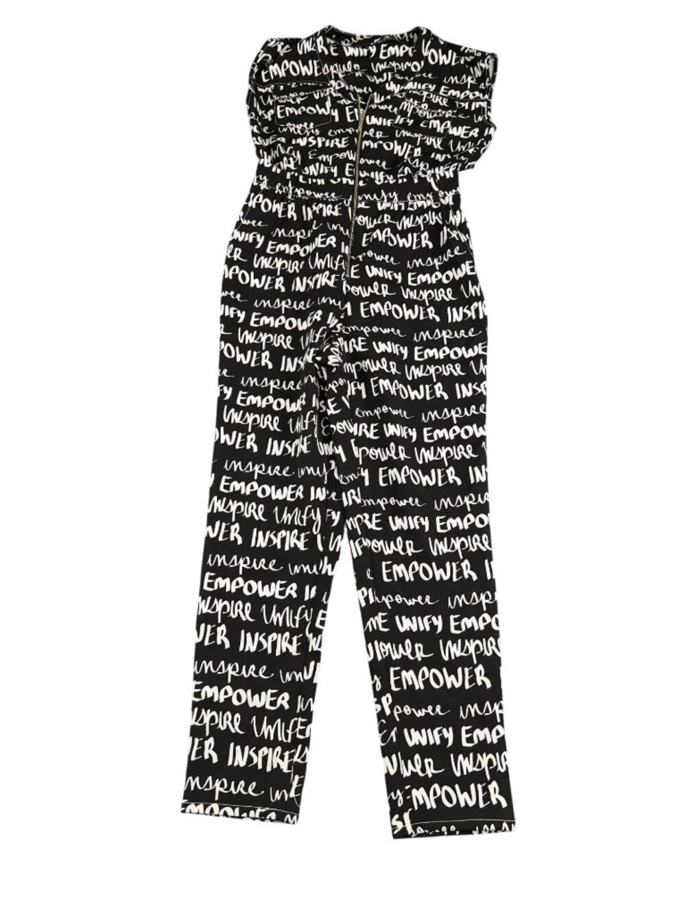 New York & Company Womens Black Empower Inspire Unify Jumpsuit Zip Front M Tall